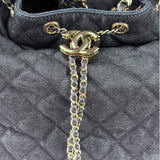 Chanel Navy Quilted Denim/Leather Trim 25 Hobo Bag 2021