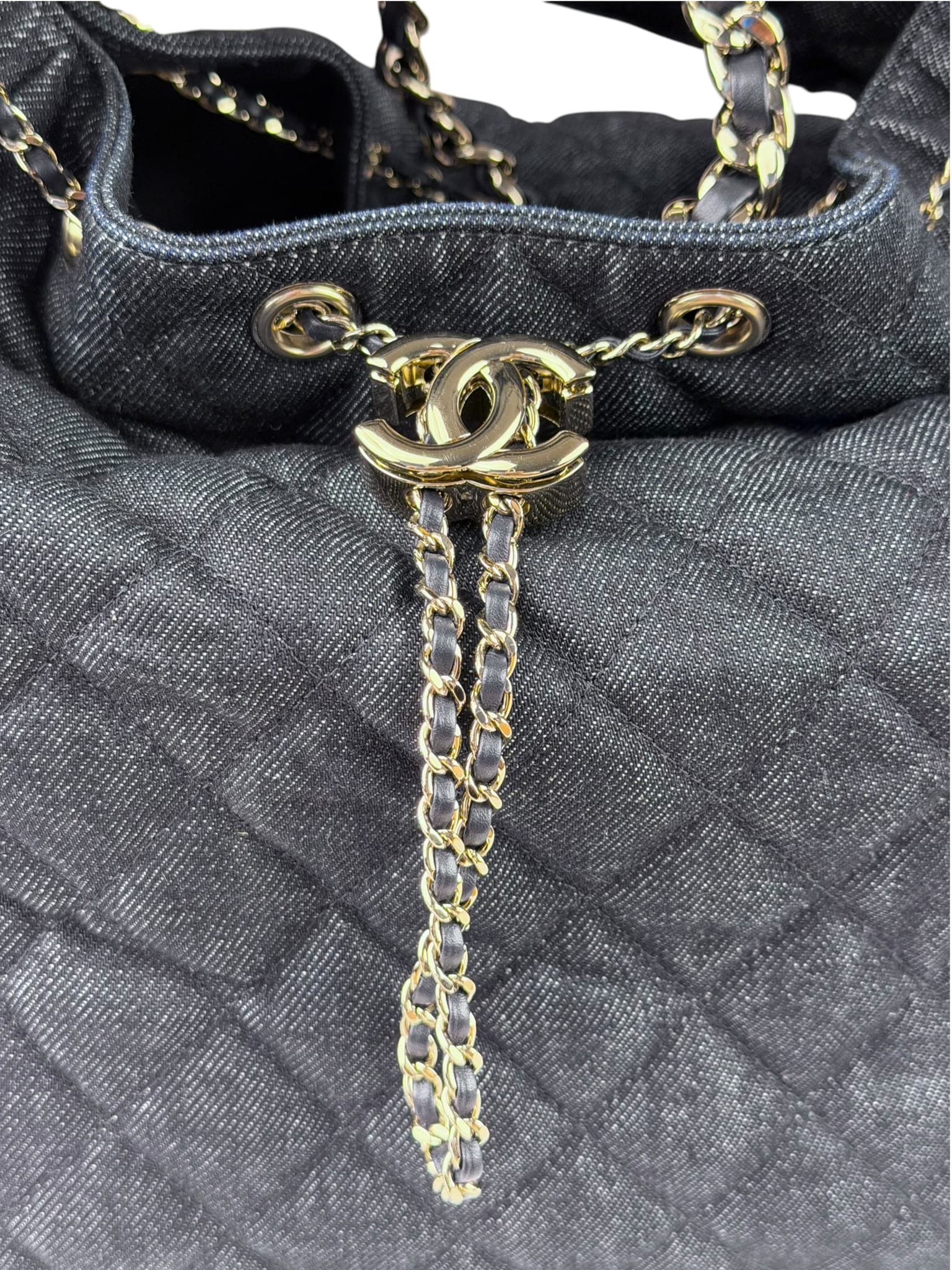 Chanel Navy Quilted Denim/Leather Trim 25 Hobo Bag 2021