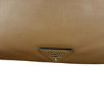 Prada Vintage Camel Leather Embroidery Clutch