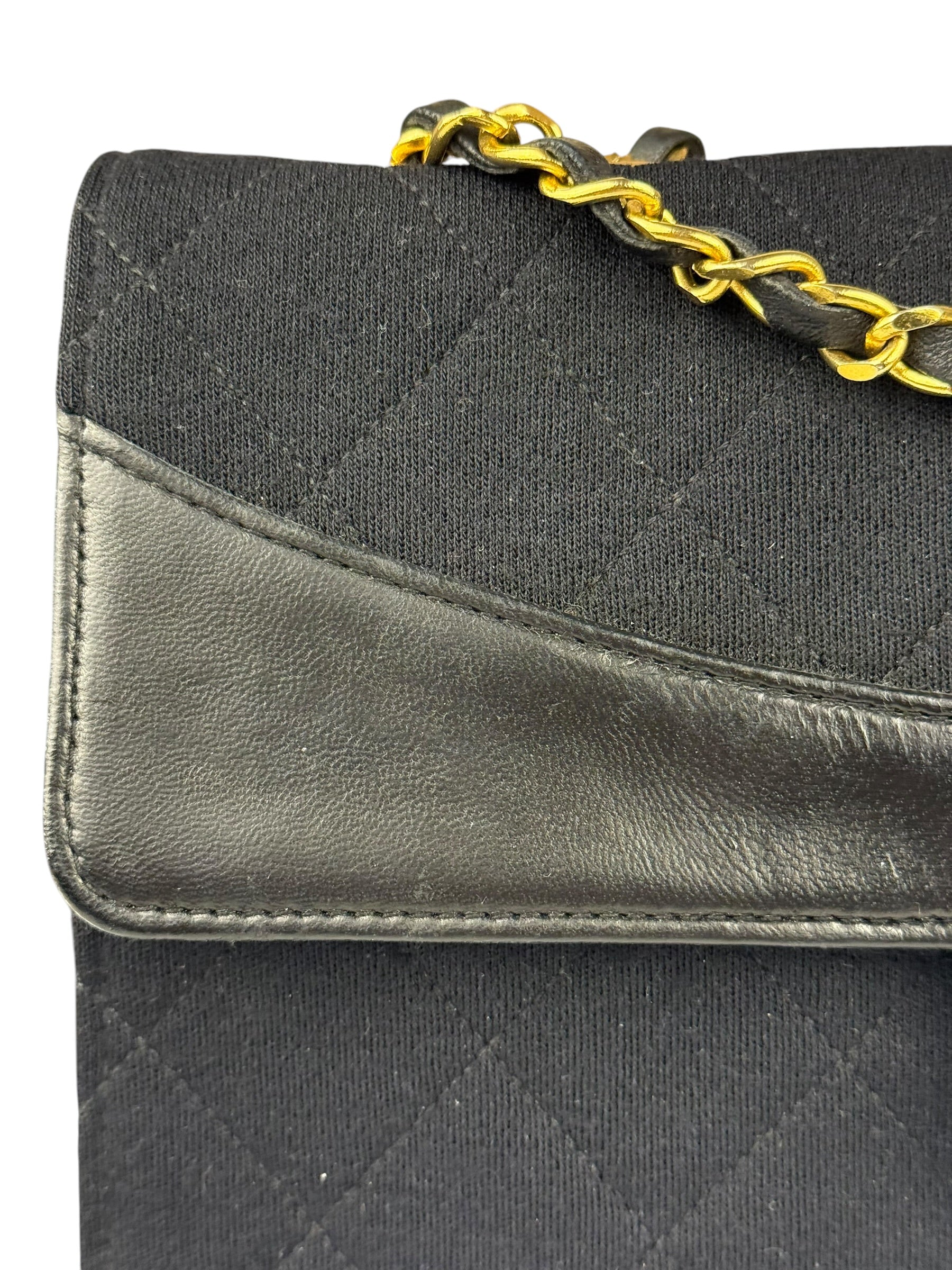 Chanel Jersey Quilted Mademoiselle Lock Flap Bag 1989