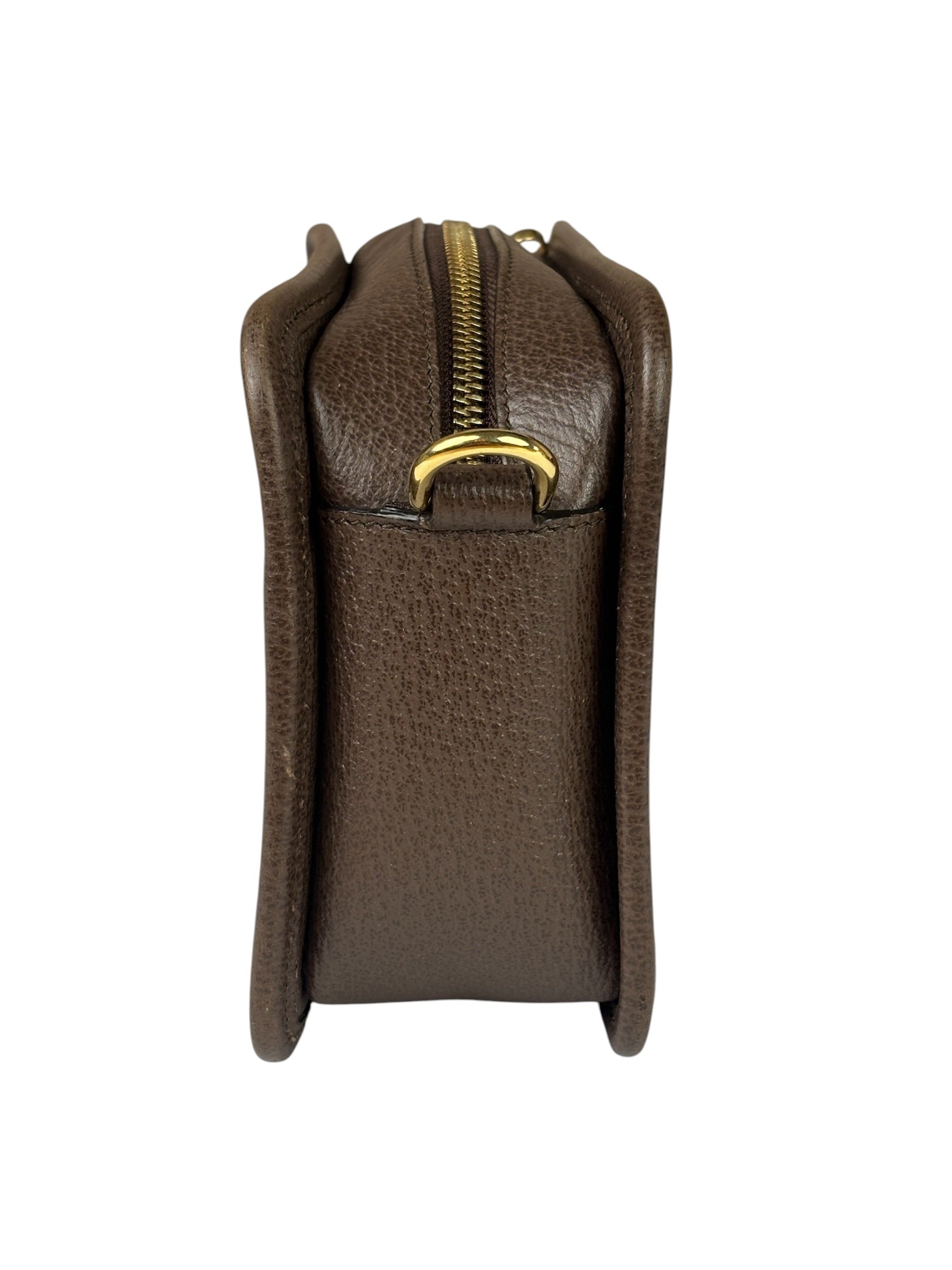 Gucci Brown Leather Trim Jumbo GG Mini Crossbody