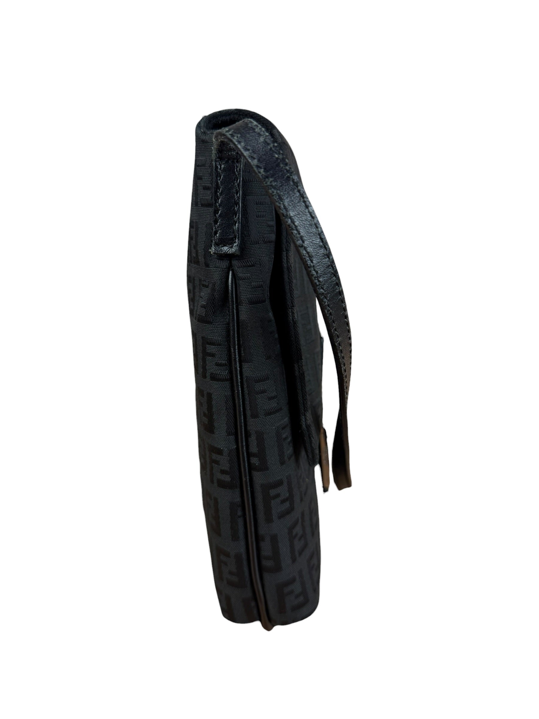 Fendi Black Zucchino Messenger Crossbody Bag