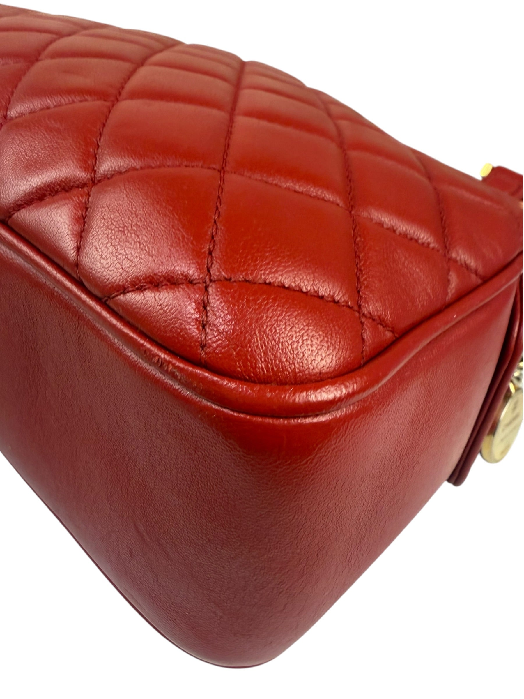 Chanel Red Quilted Leather Camera Bag 2012