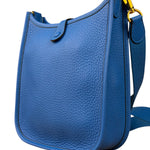 Hermes Bleu Hydra Leather Clemence Cordage Mini Evelyne TMP16