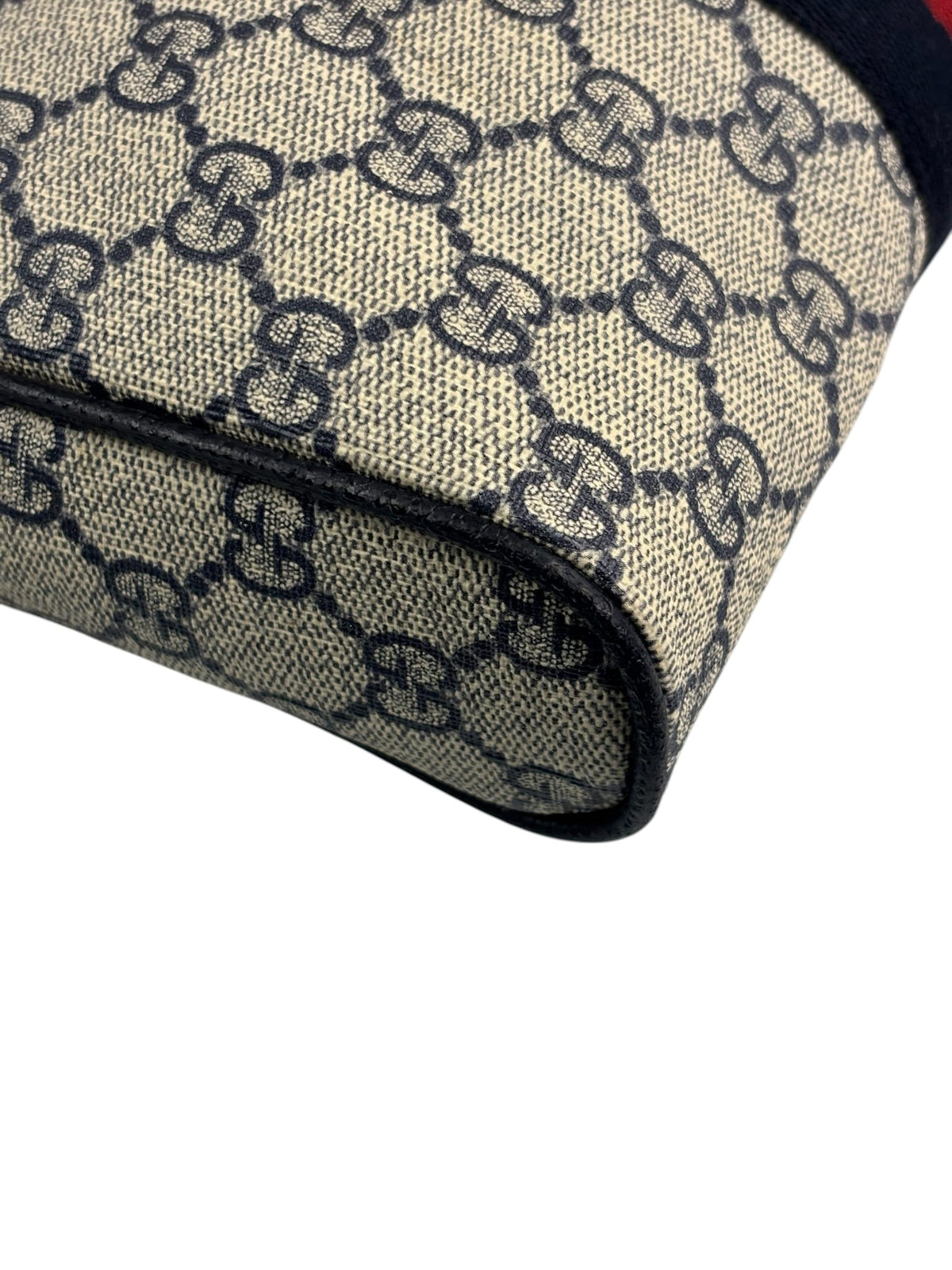 Gucci Navy Leather GG Supreme Ophidia Small Messenger Bag