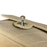 Chanel Vintage Beige Jersey Quilted Classic Flap Bag