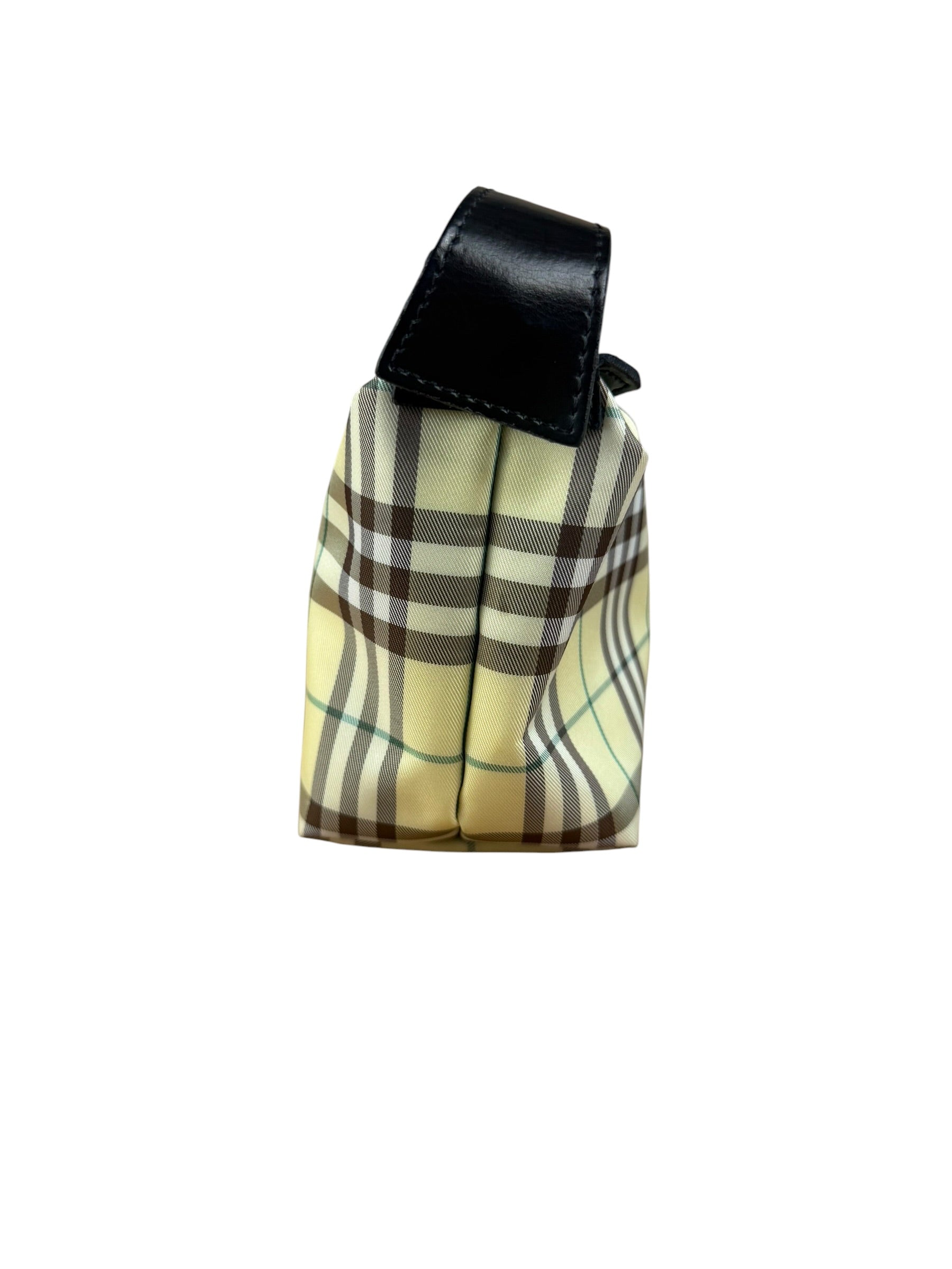 Burberry Multicolor Leather Trim House Check Top-Handle Pouch