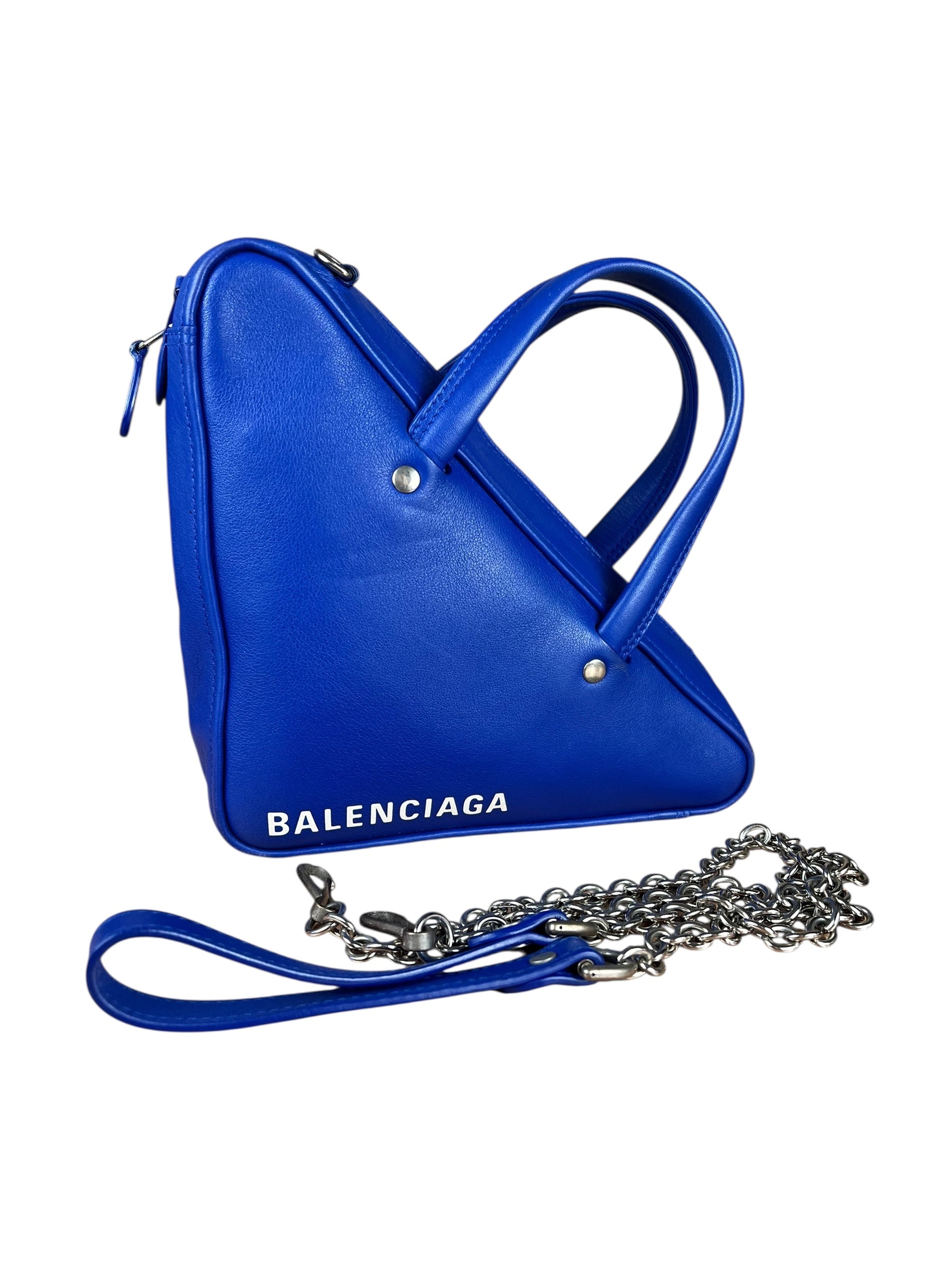 Balenciaga Royal Blue Leather Triangle 2Way Bag