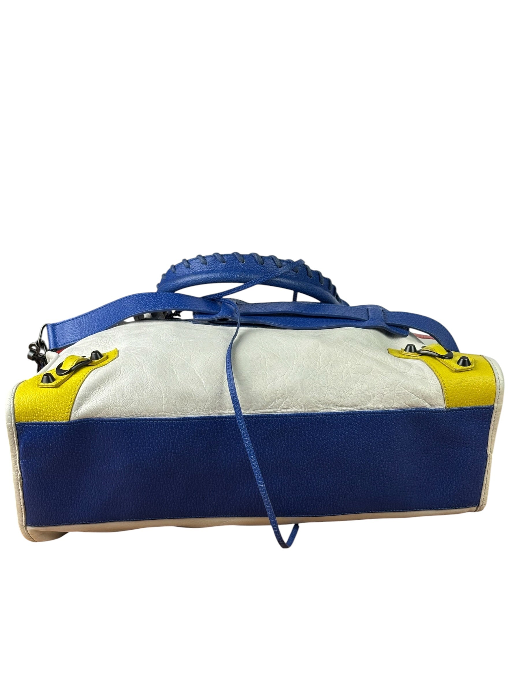 Balenciaga White Multicolor Moto 2Way City Bag