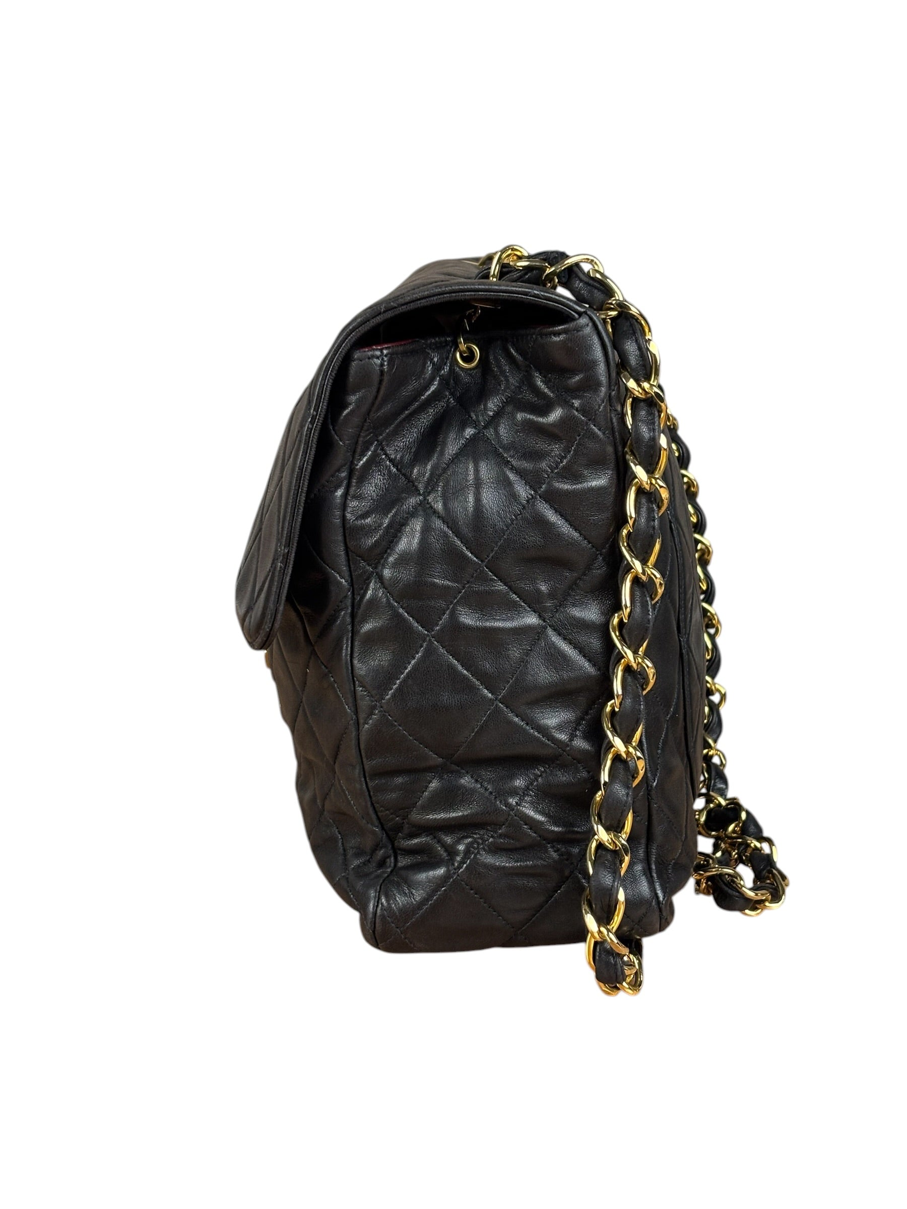 Chanel Vintage Brown Leather Jumbo Flap Bag