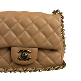Chanel Beige Quilted Lambskin Mini Flap Bag 2023