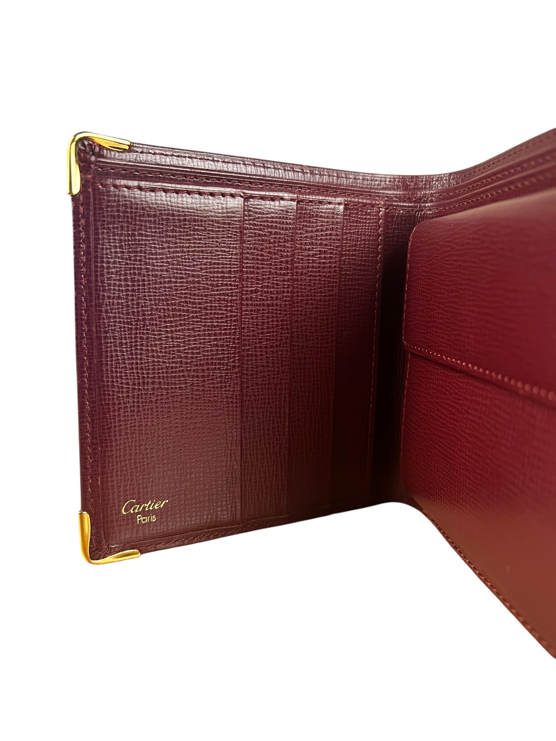 Cartier Vintage Maroon Leather Bifold Wallet