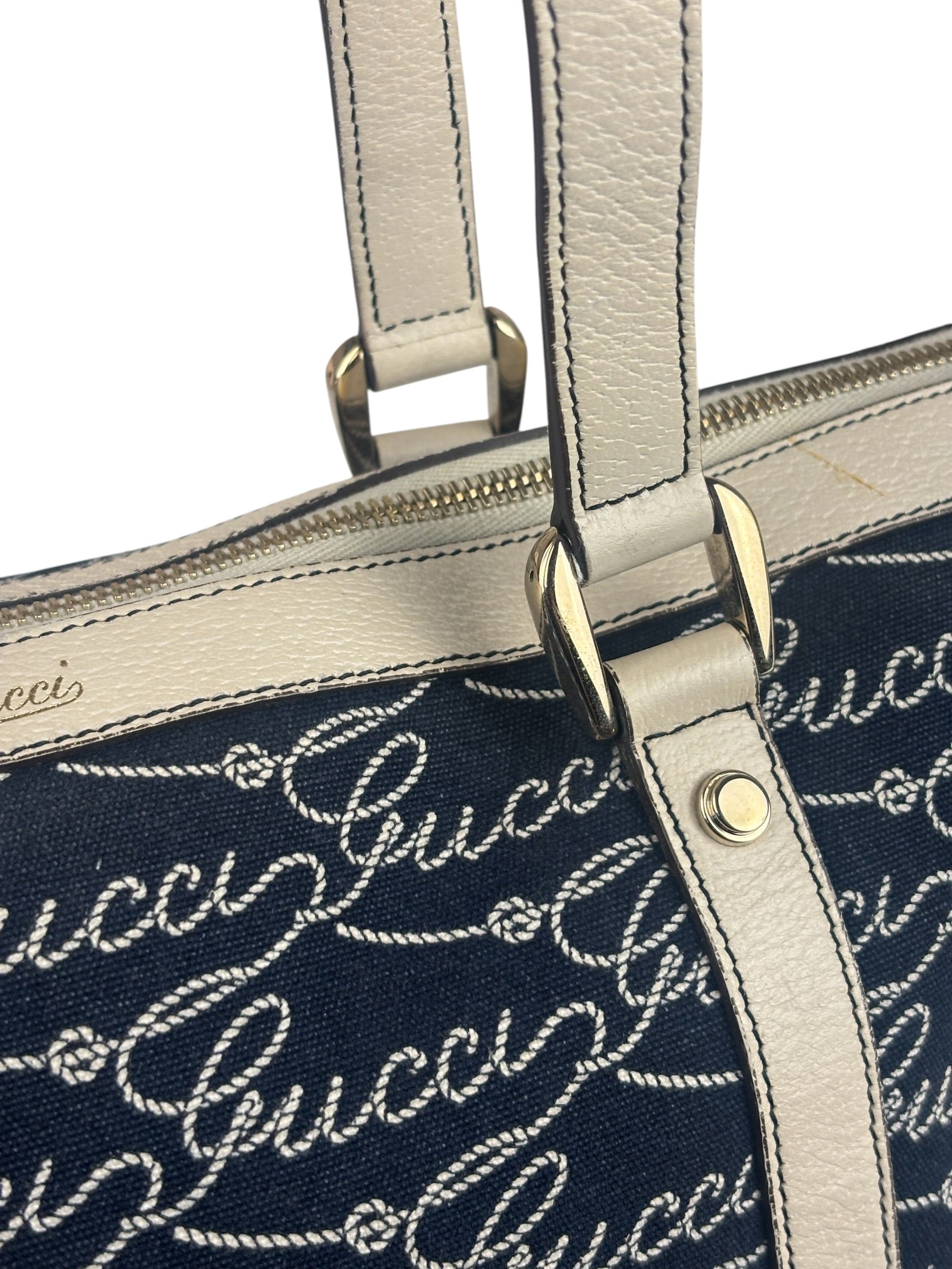Gucci Western Logo Denim Abbey Zip Tote