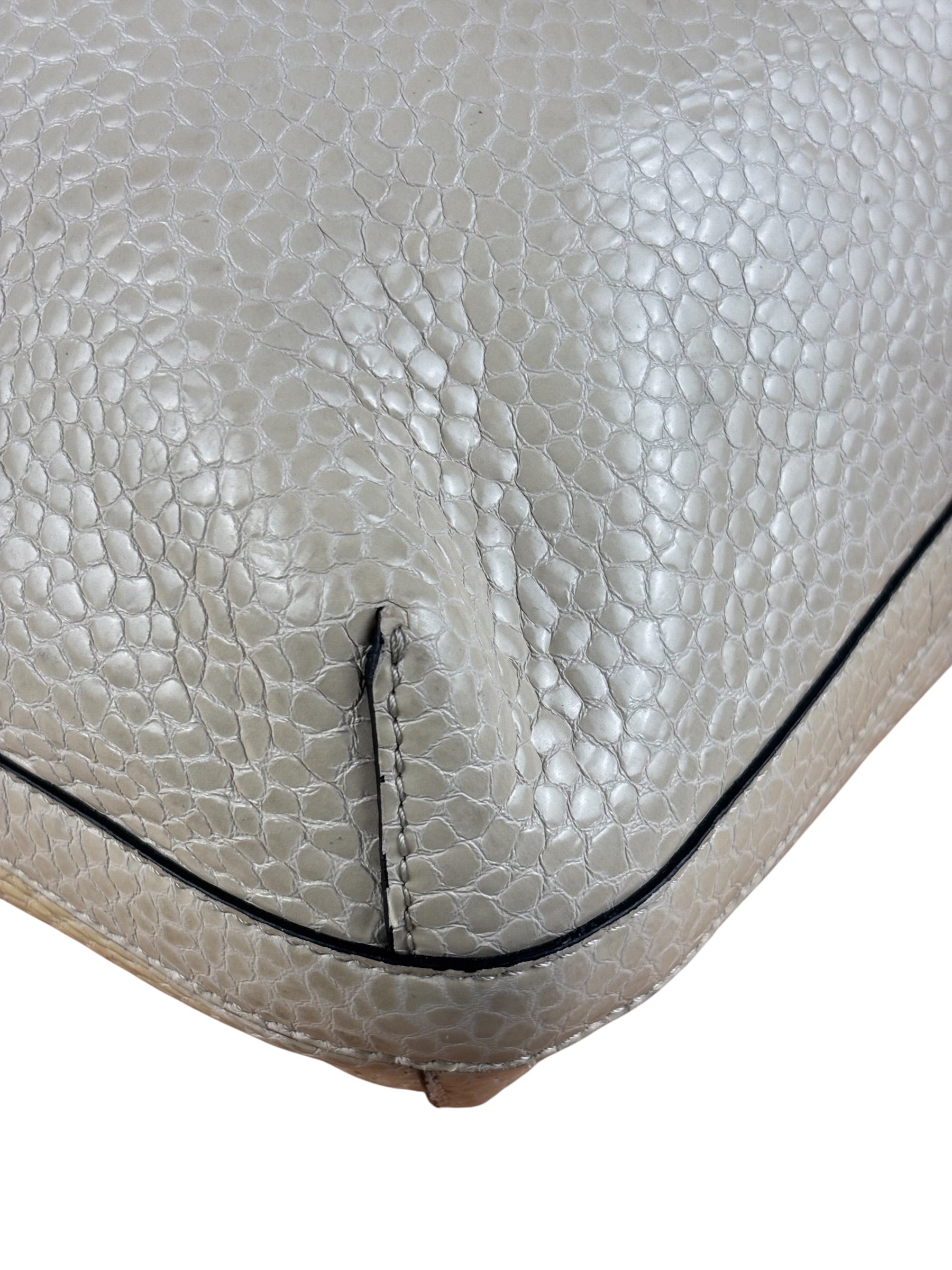 Brunello Cucinelli Ivory Grained Leather Tote Bag