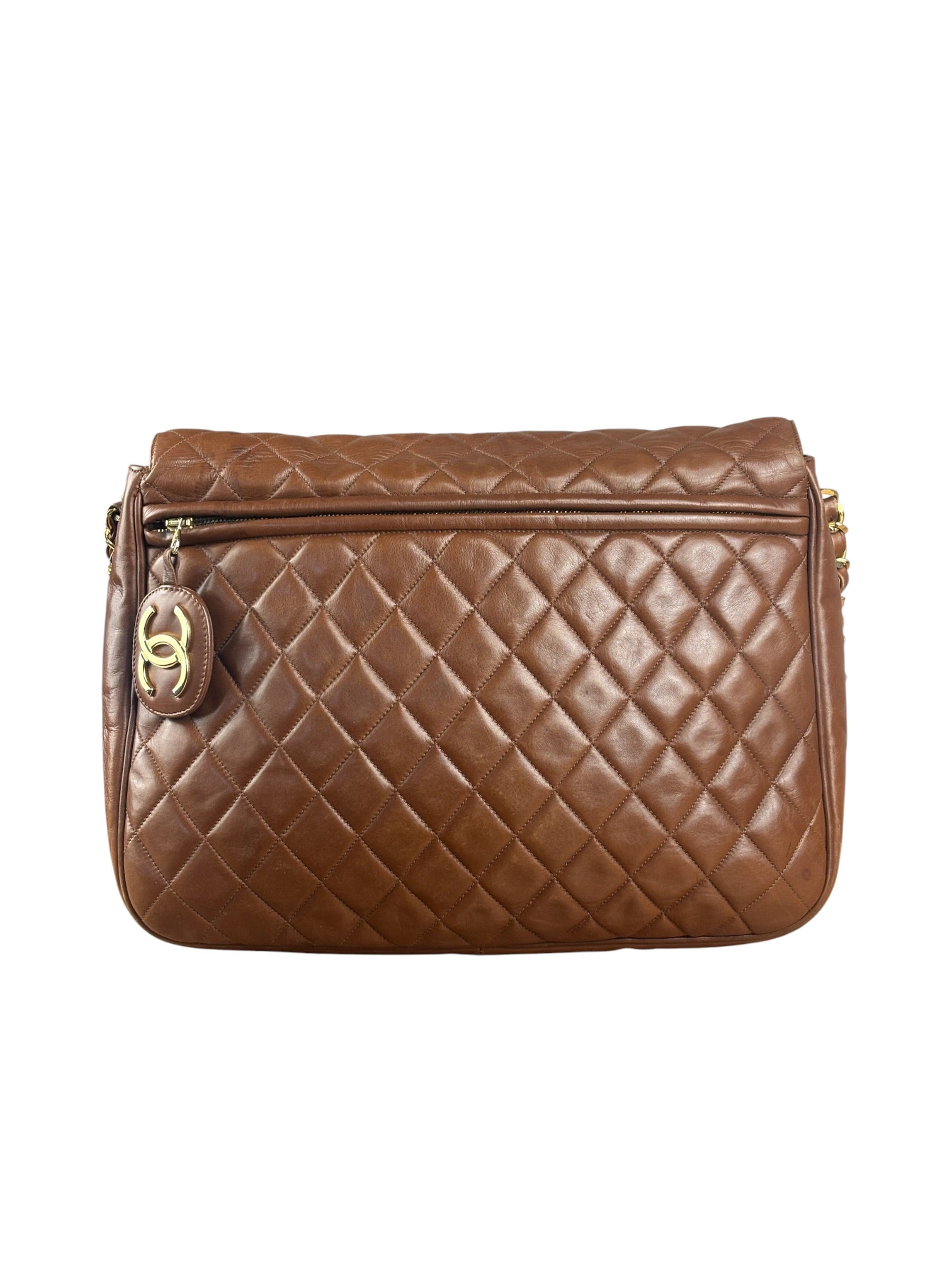 Chanel Brown Quilted Leather Flap Chain Messenger Bag