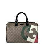 Gucci Beige Leather Gg Supreme Italian Flag Joy Boston Bag