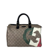 Gucci Beige Leather Gg Supreme Italian Flag Joy Boston Bag
