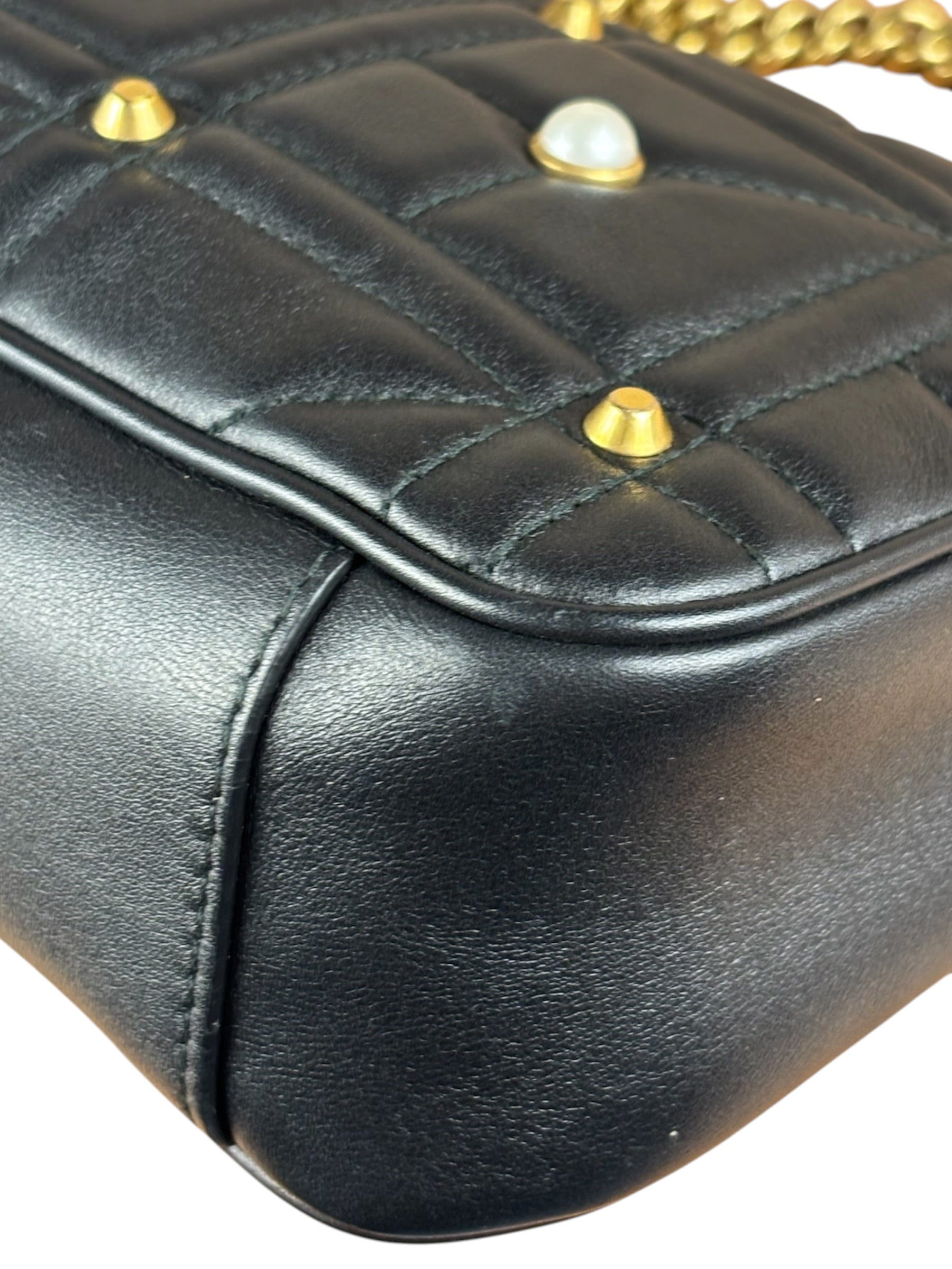 Gucci Black Pearly GG Marmont Flap Bag