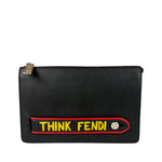 Fendi Black Leather Think Fendi Clutch