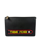 Fendi Black Leather Think Fendi Clutch