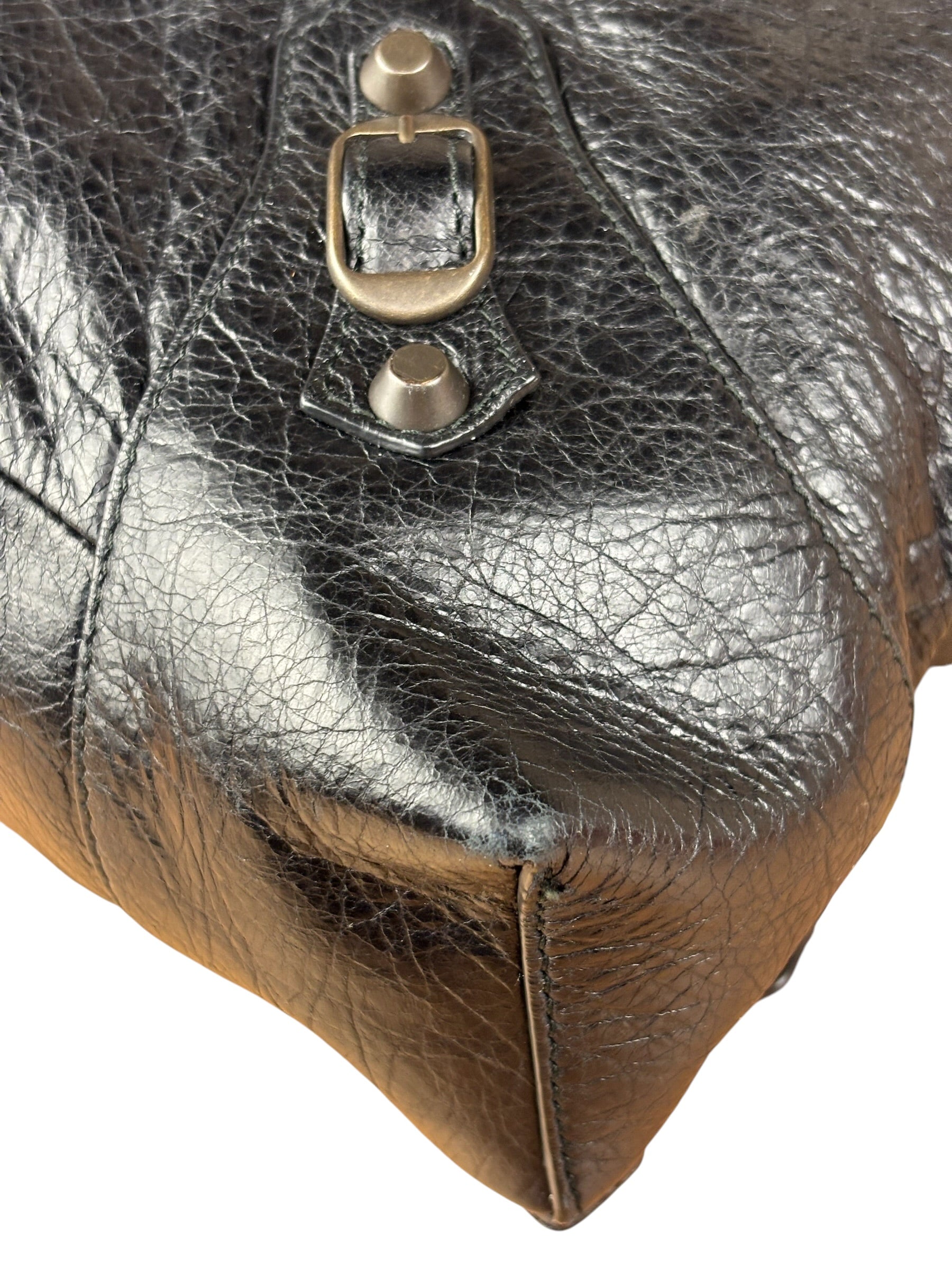 Balenciga Black Leather Classic Traveler Backpack