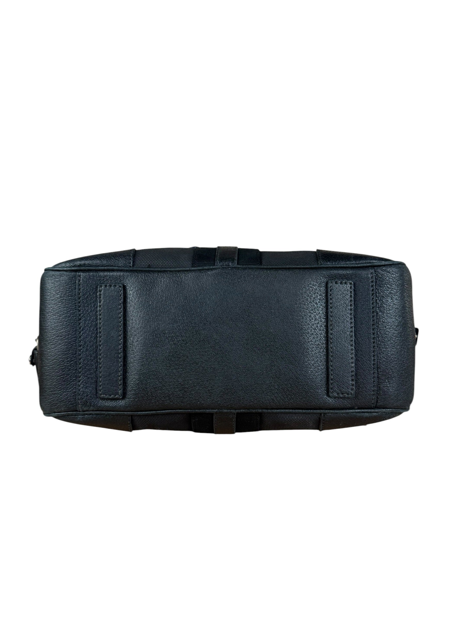 Prada Vintage Black Canvas Leather Trim Bowler Shoulder Bag