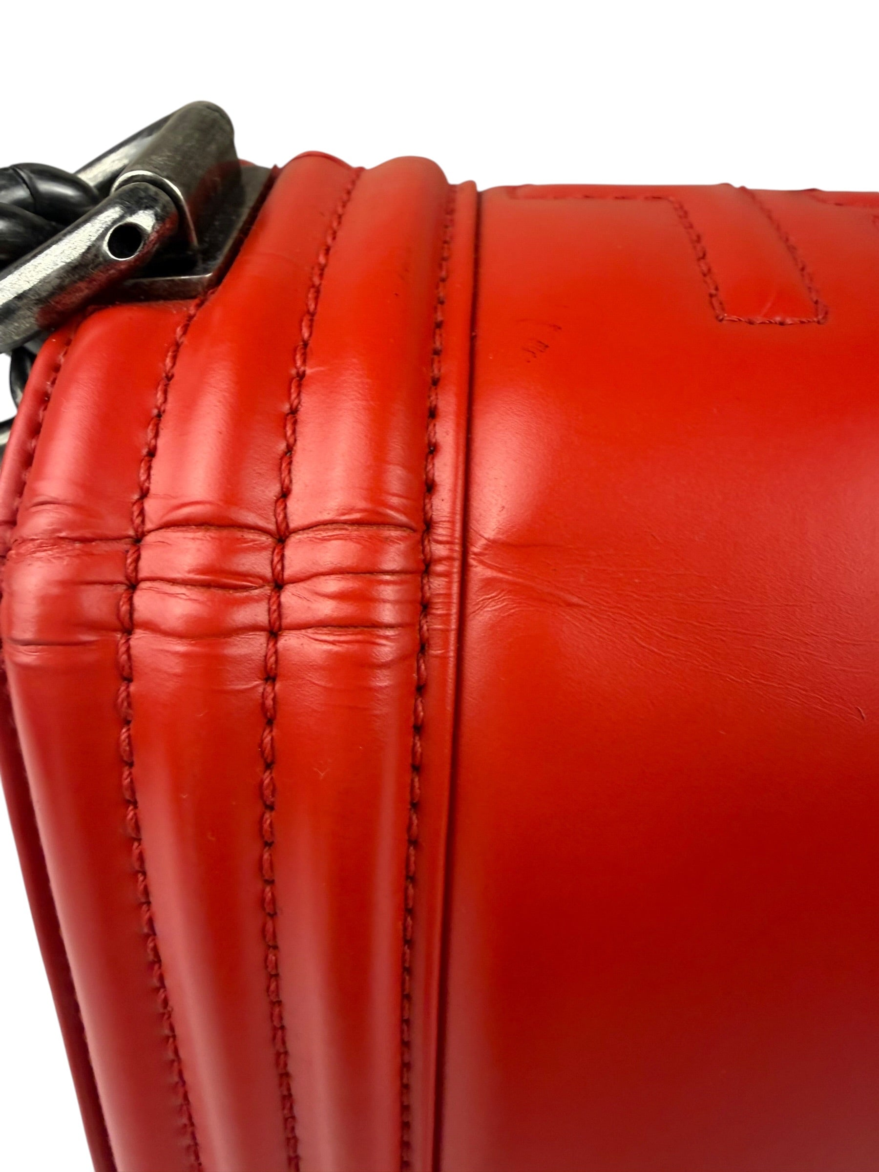Chanel Red Leather Reverso Boy Flap Bag