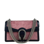 Gucci Pink Leather Trim Dionysus Corduroy Shoulder Bag