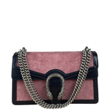Gucci Pink Leather Trim Dionysus Corduroy Shoulder Bag