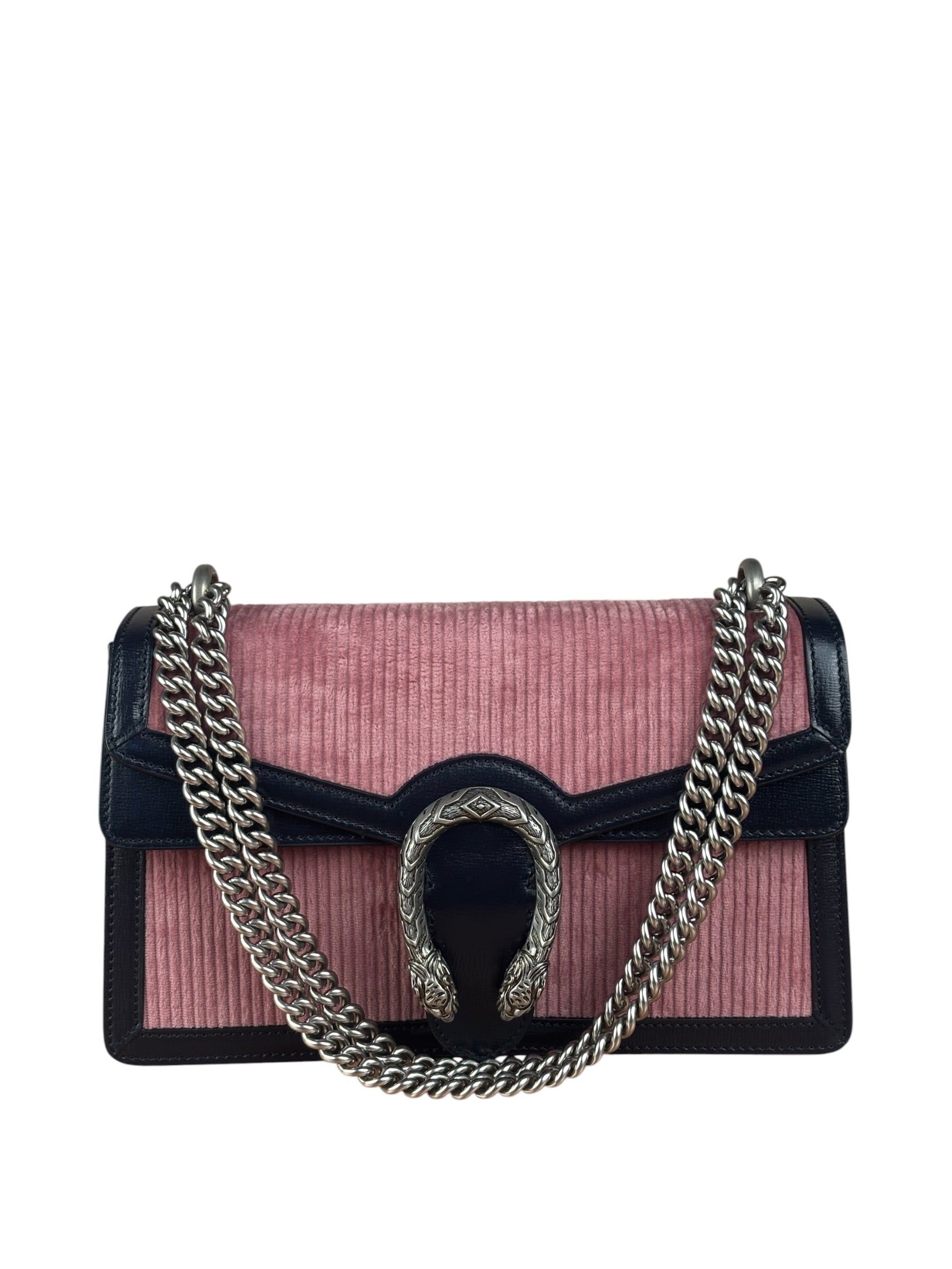 Gucci Pink Leather Trim Dionysus Corduroy Shoulder Bag