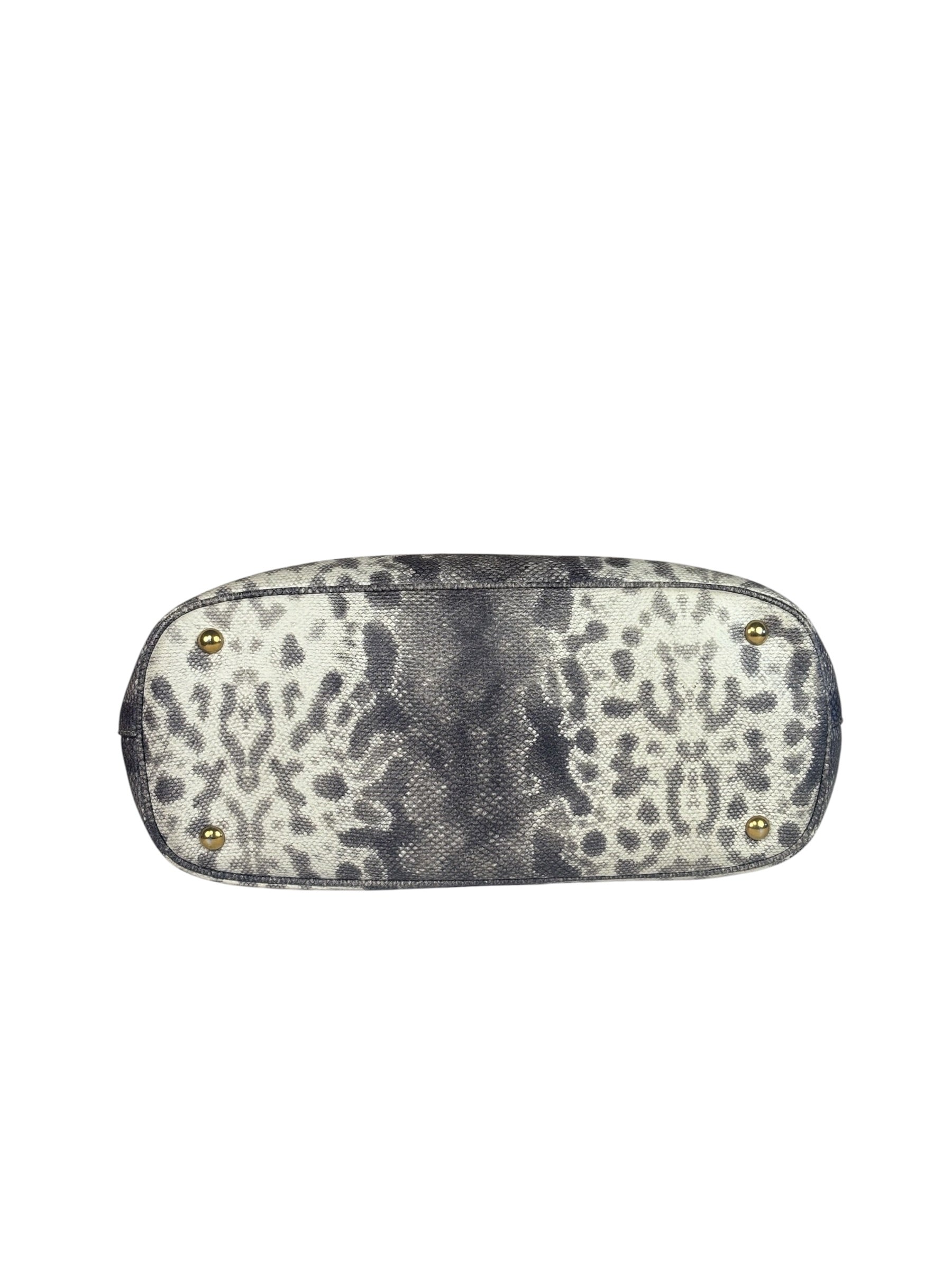 Gucci Cream/Grey Python-Embossed Horsebit Bright Bit Tote