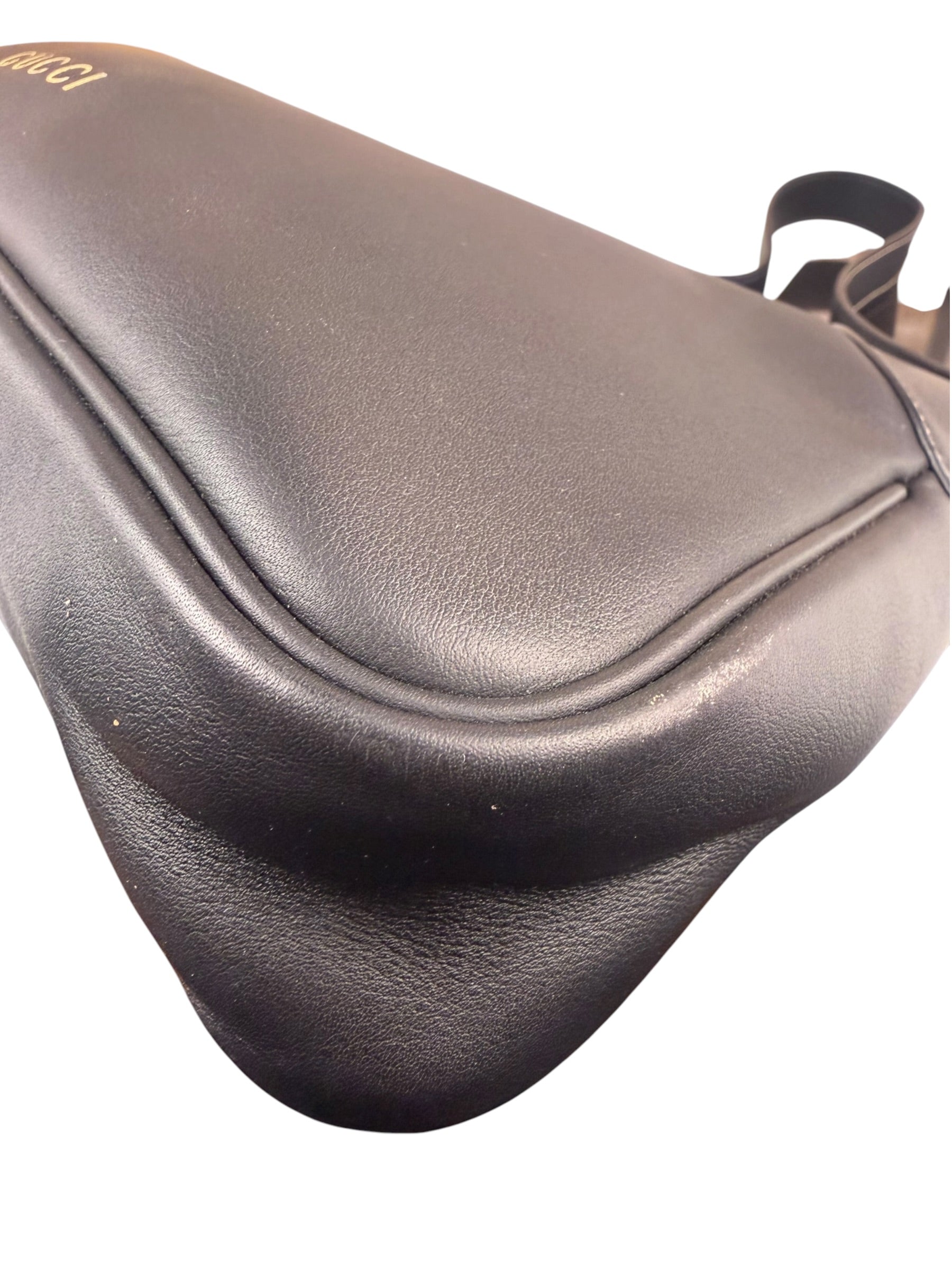 Gucci Black Leather GG Emblem Hobo Bag