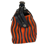 Fendi Navy/Red Leather Trim/Suede Dotcom Striped Two-Way Bag