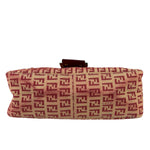 Fendi Red Leather Trim Zucca Baguette