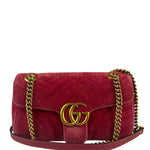 Gucci GG Marmont Matelasse Velvet Small Pink Chain Bag