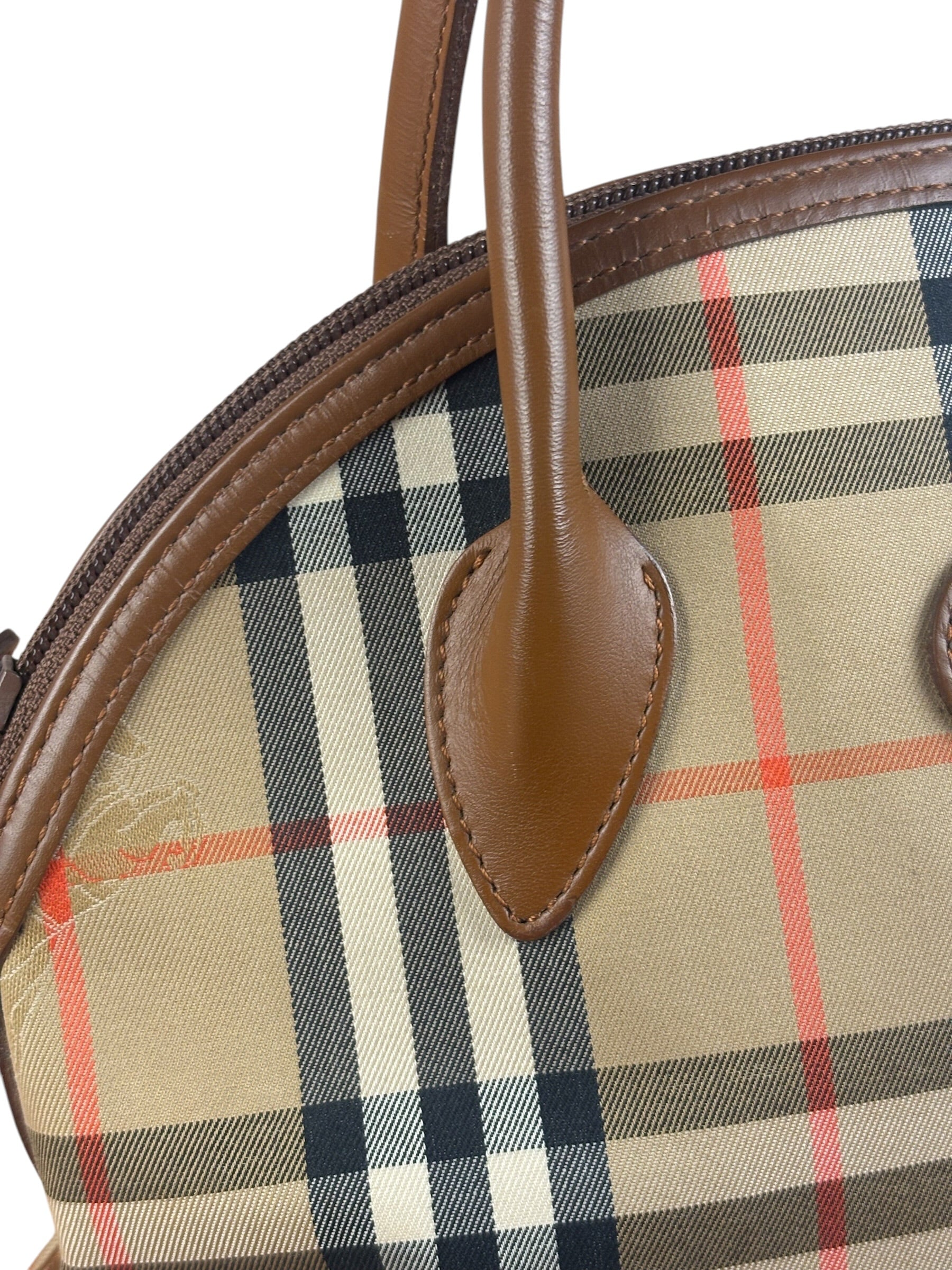 Burberry Vintage House Haymarket Check Dome Satchel Handbag