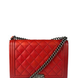 Chanel Red Quilted Leather Boy Flap Bag 2010