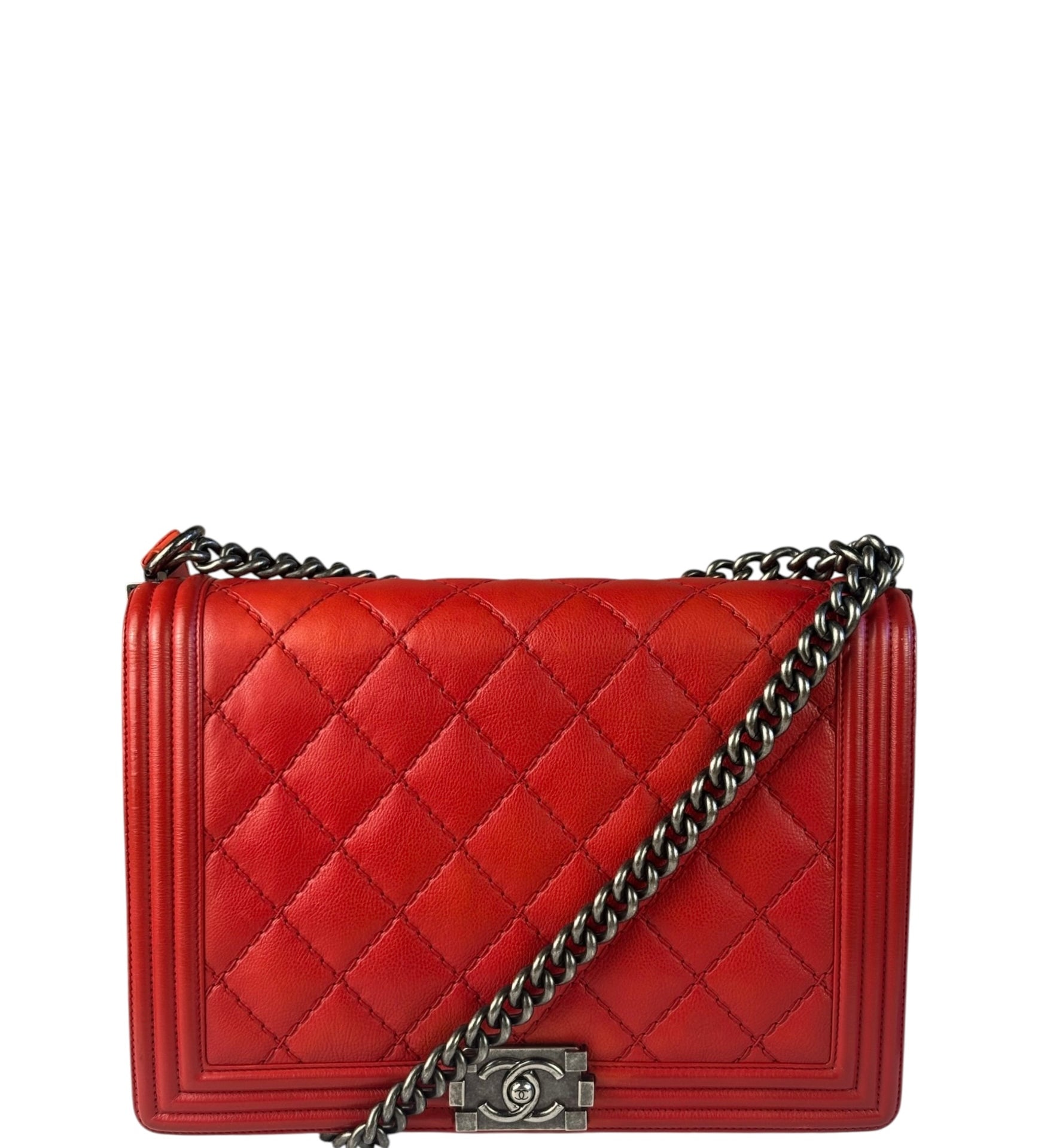 Chanel Red Quilted Leather Boy Flap Bag 2010