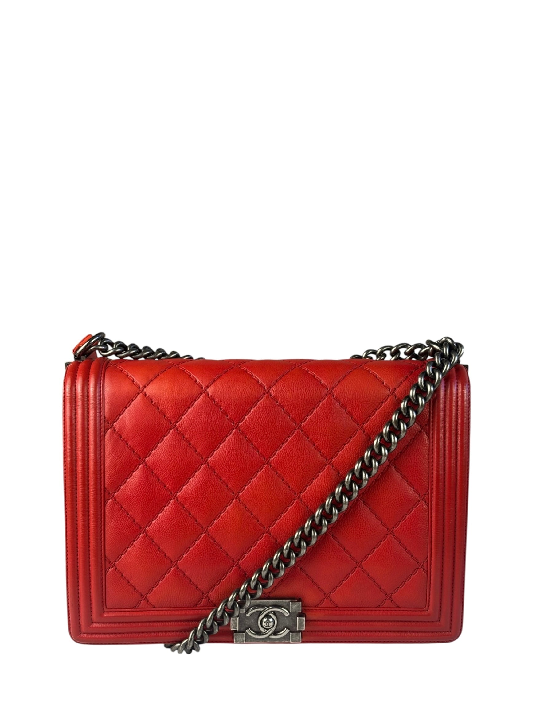 Chanel Red Quilted Leather Boy Flap Bag 2010