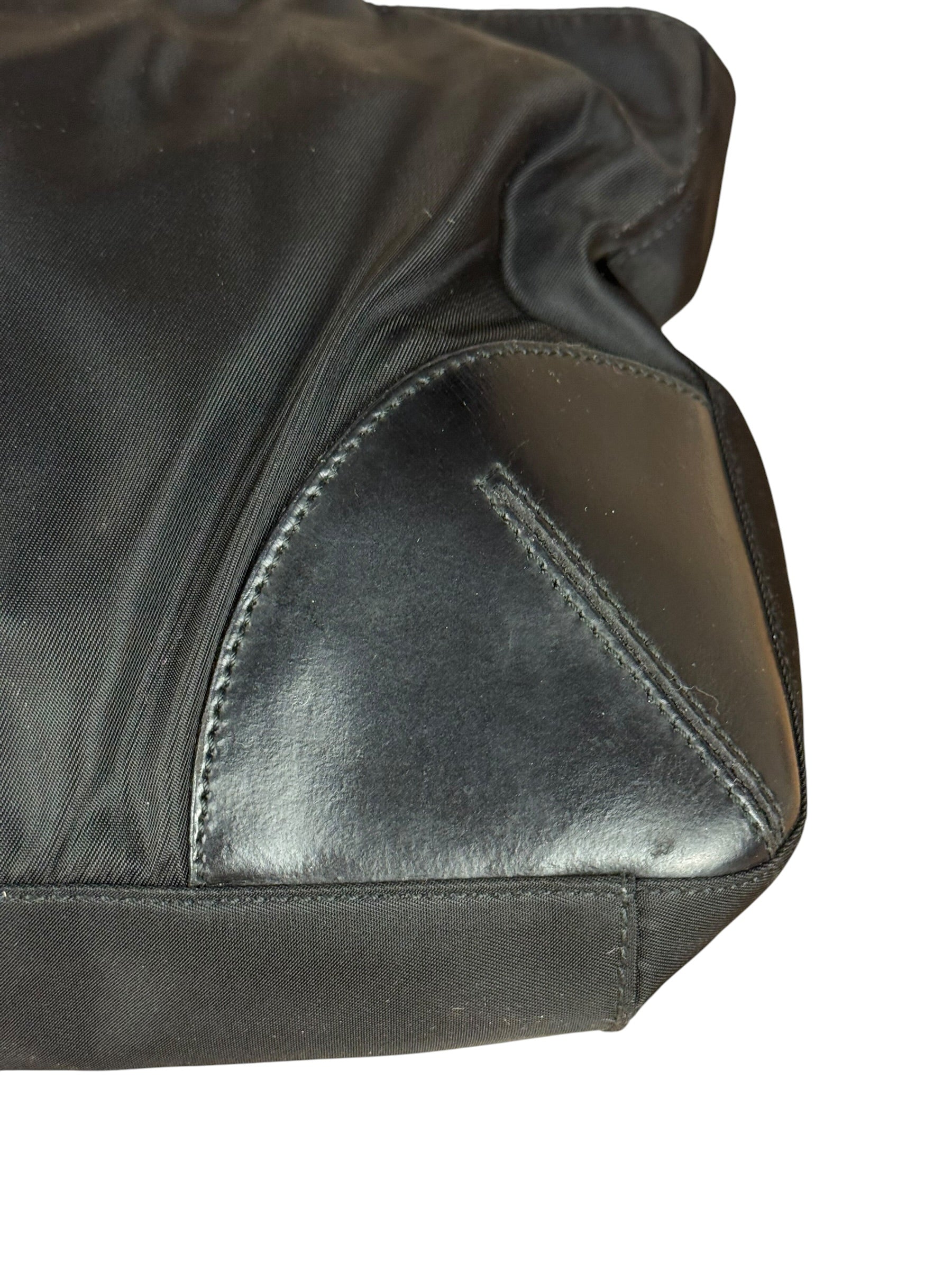 Prada Vintage Black Nylon Zip Shoulder Bag