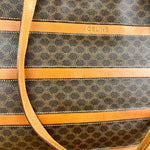 Celine Vintage Macadam Striped Shoulder Tote