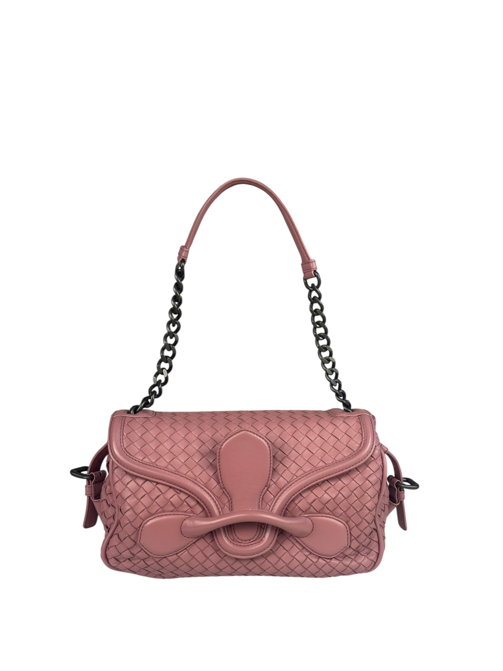 Bottega Veneta Purple Leather Rialto Intrecciato Shoulder Bag