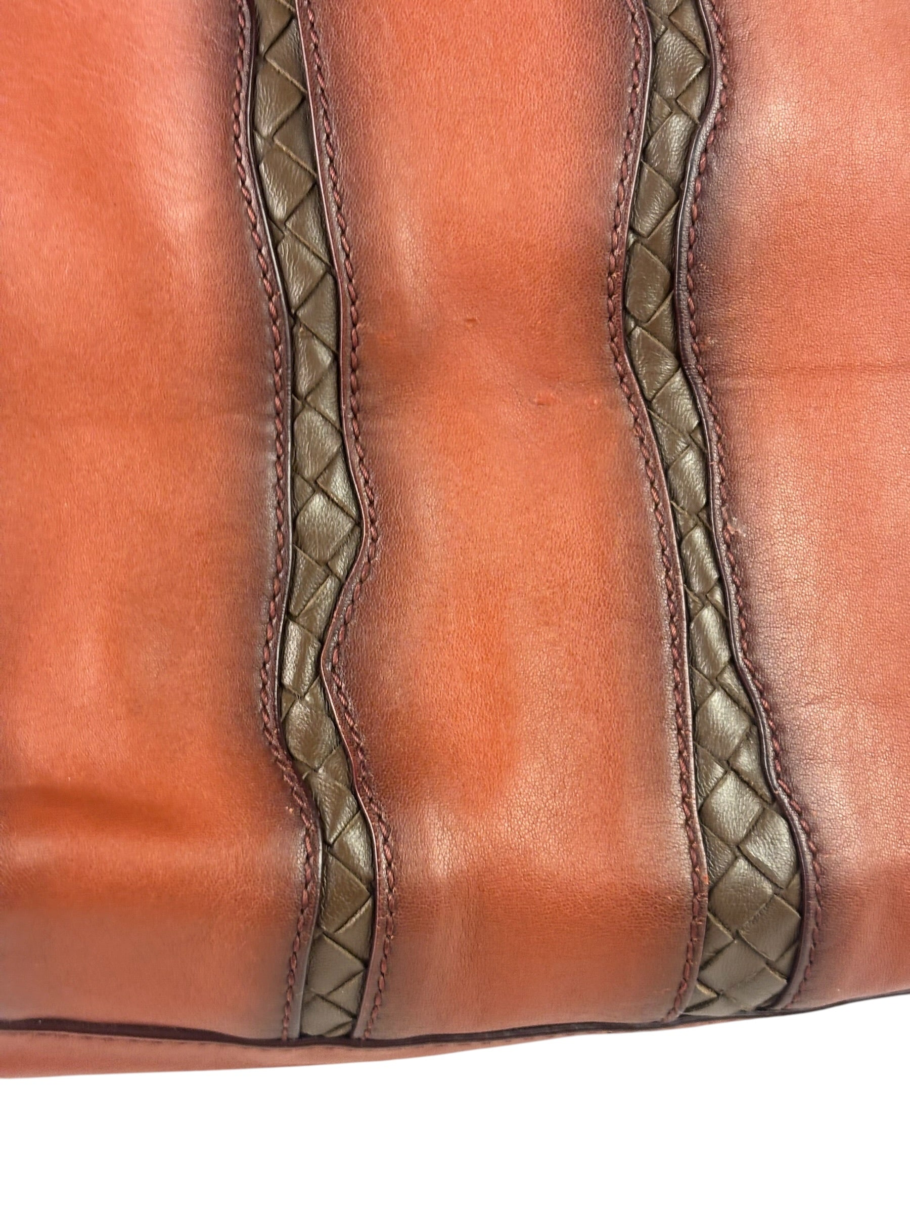 Bottega Veneta Brown Leather Intrecciato Trim Cesta Tote