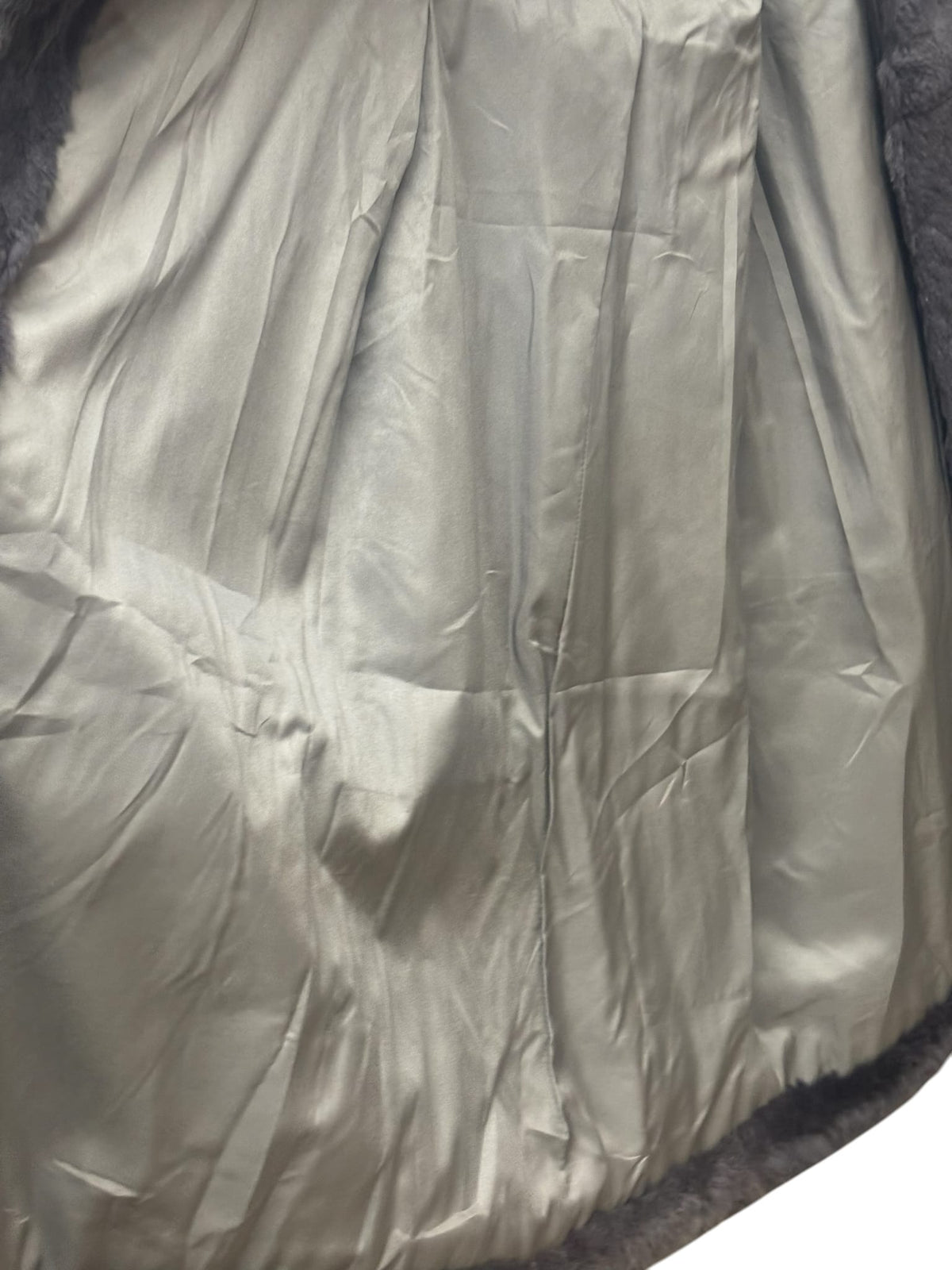 Vintage Dark Grey Sheared Rabbit Fur Long Coat