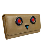 Fendi Beige Monster Face Leather Long Wallet