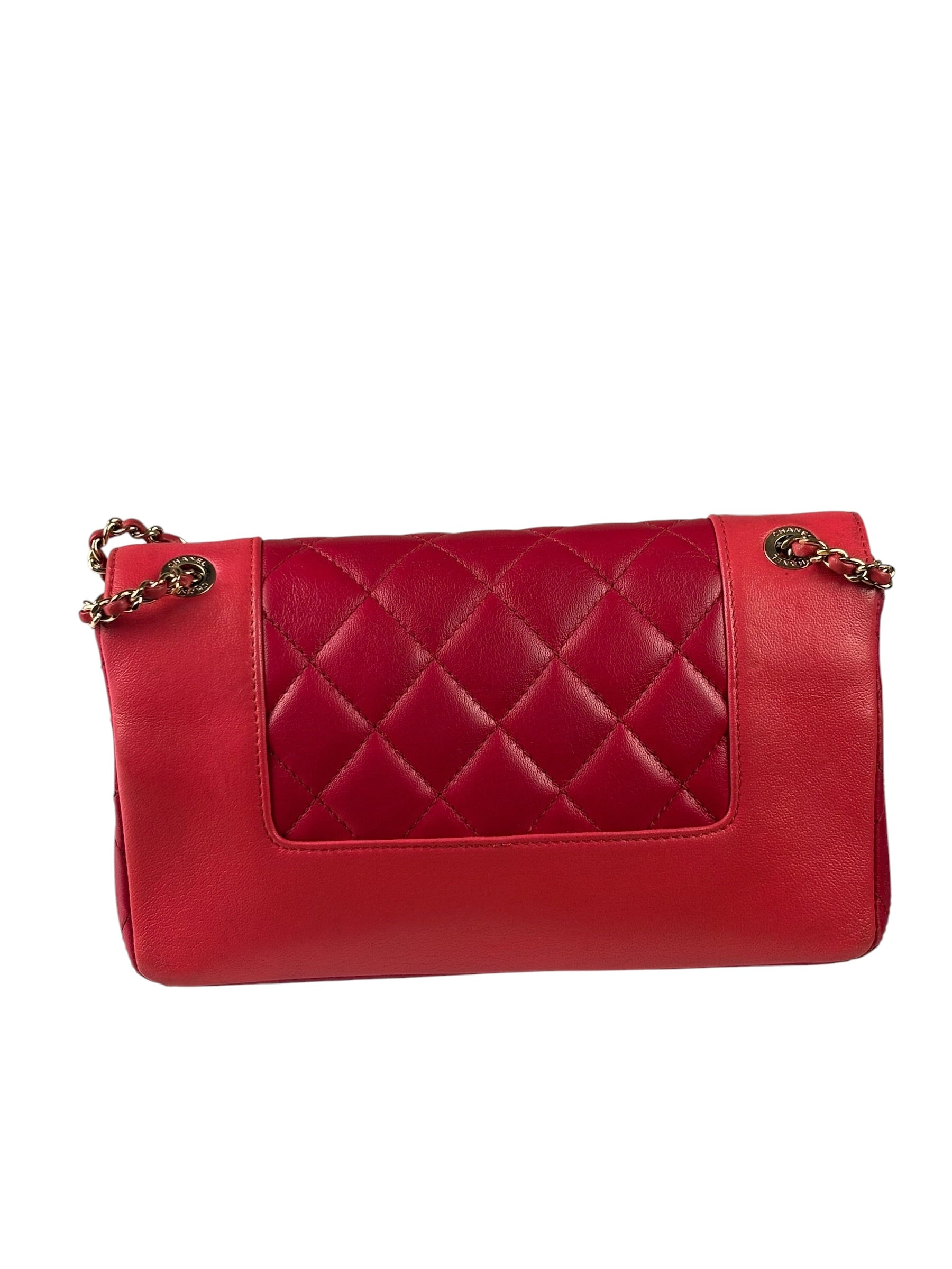 Chanel Pink/Red Quilted Leather Mademoiselle Double Flap Bag 2017