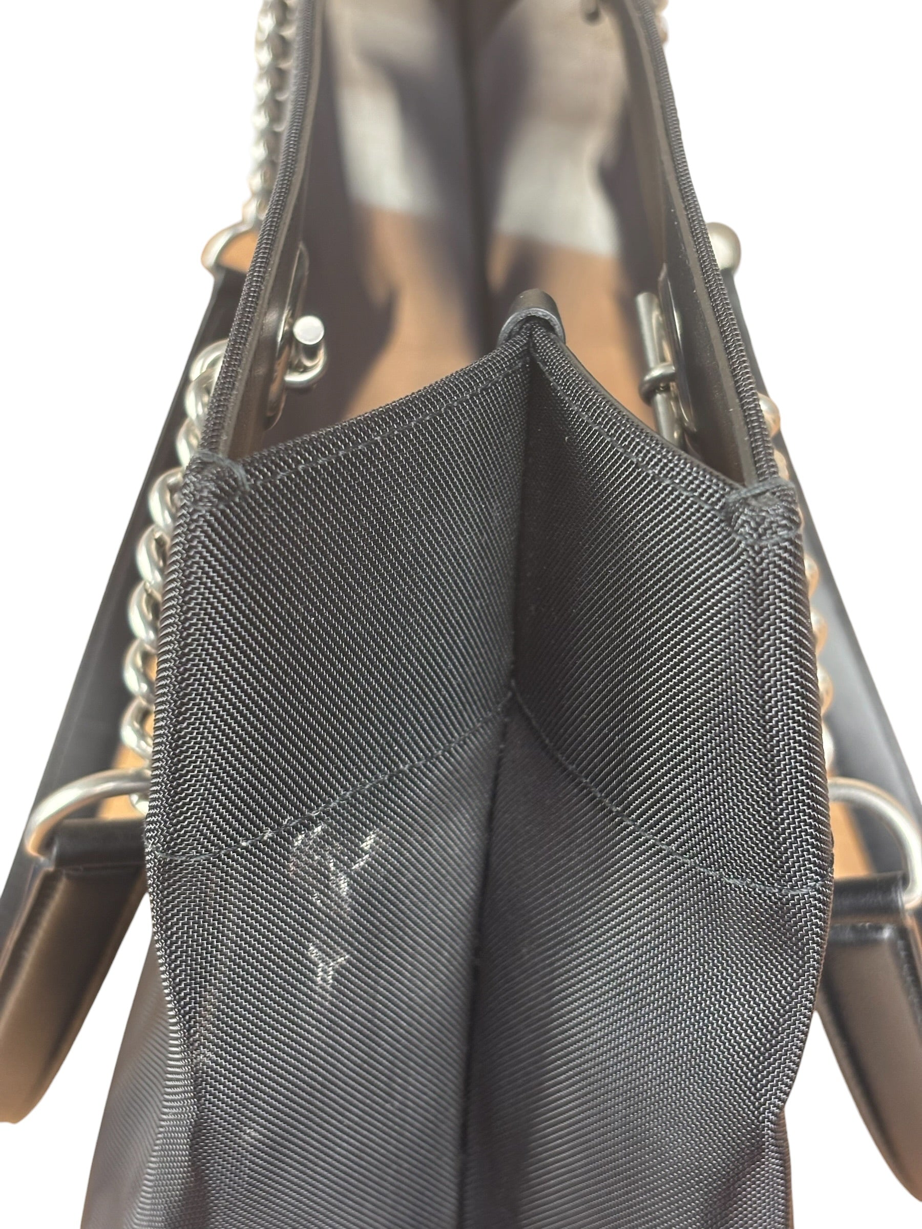 Balenciaga Black Leather Trim Mesh Duty Free Tote Bag