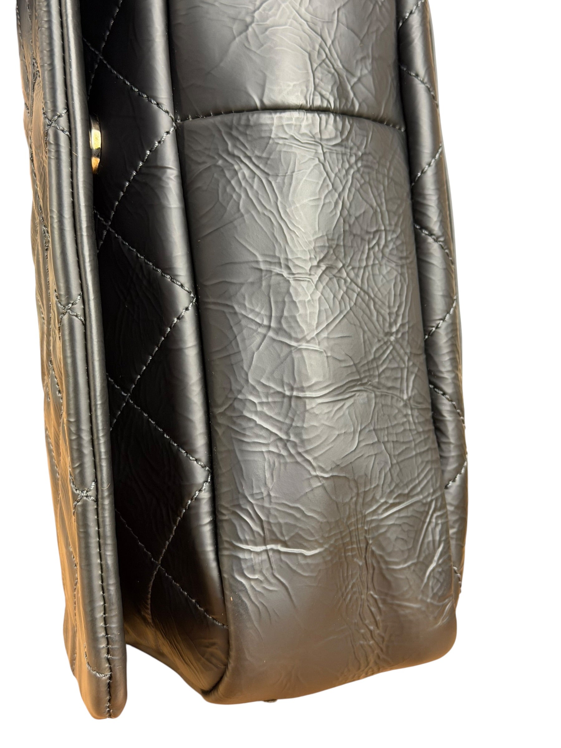 Chanel Black Leather Ultimate Stitch Single Flap Bag 2010