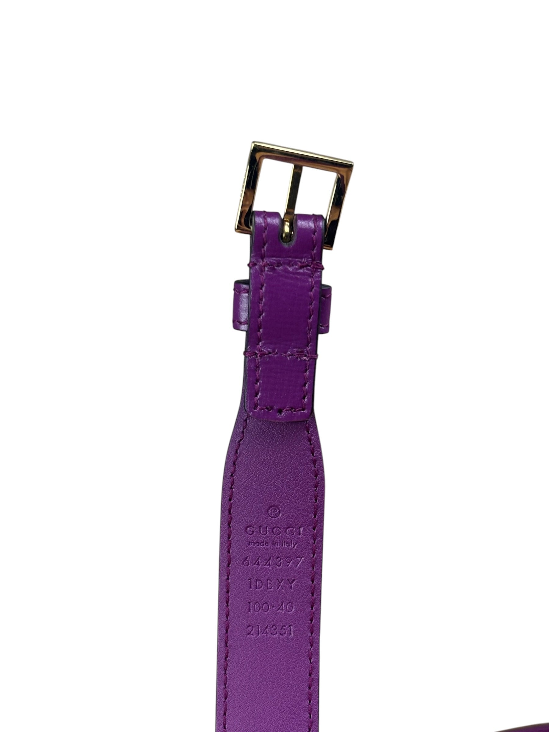 Gucci Purple Thin Leather Horsebit Belt