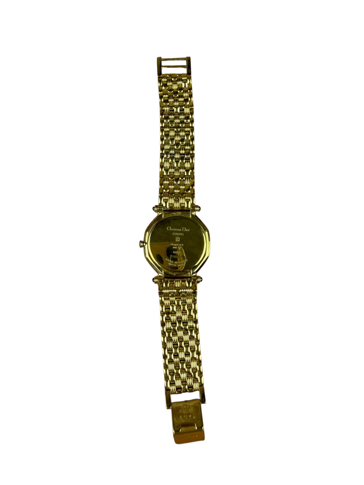 Christian Dior 63151 Blue Octagon Dial Gold Plated Band